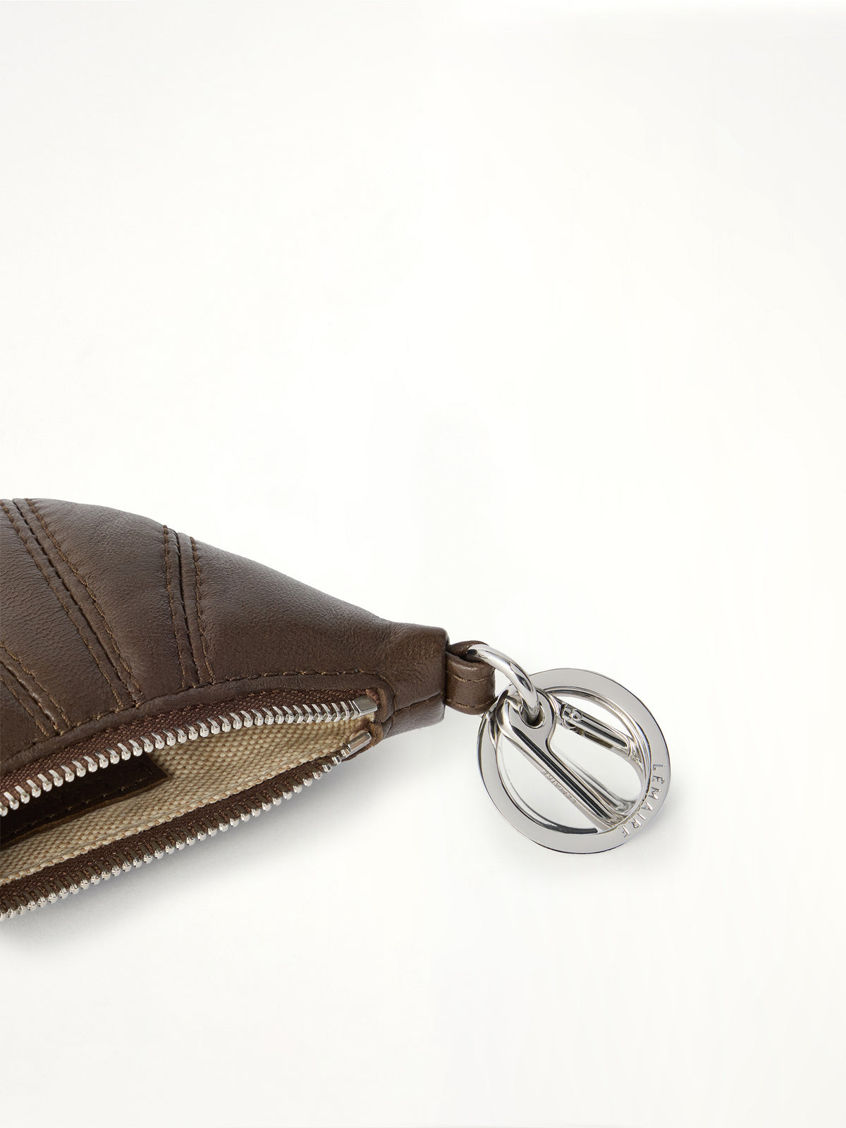 Soft Nappa Mini Croissant Keyring in Otter
