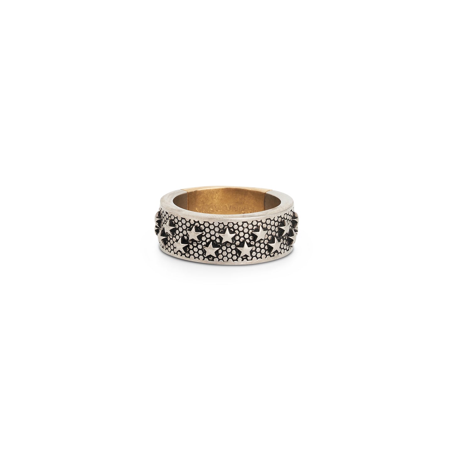 Metal Star Embossed Ring in Yellow Gold/Silver