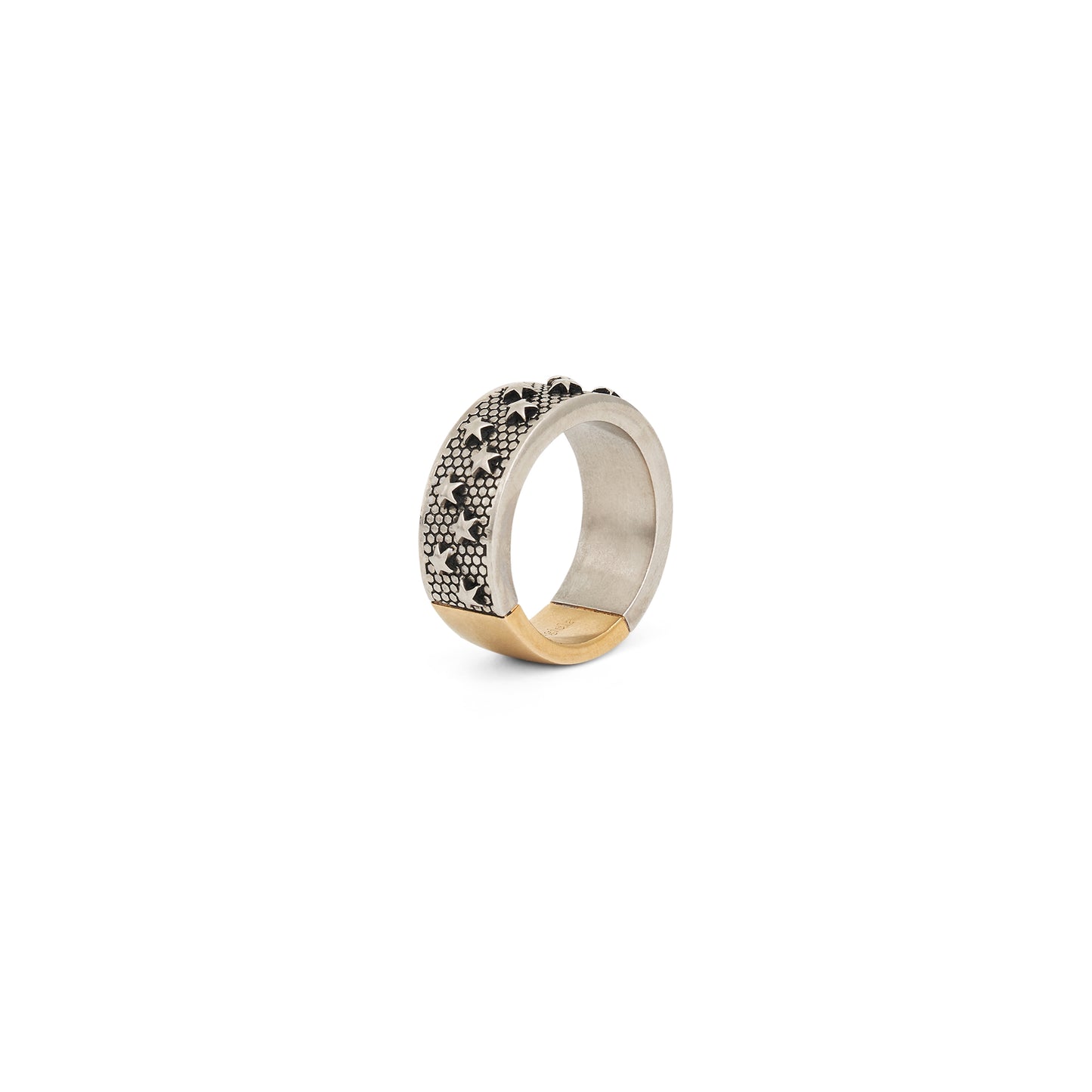 Metal Star Embossed Ring in Yellow Gold/Silver