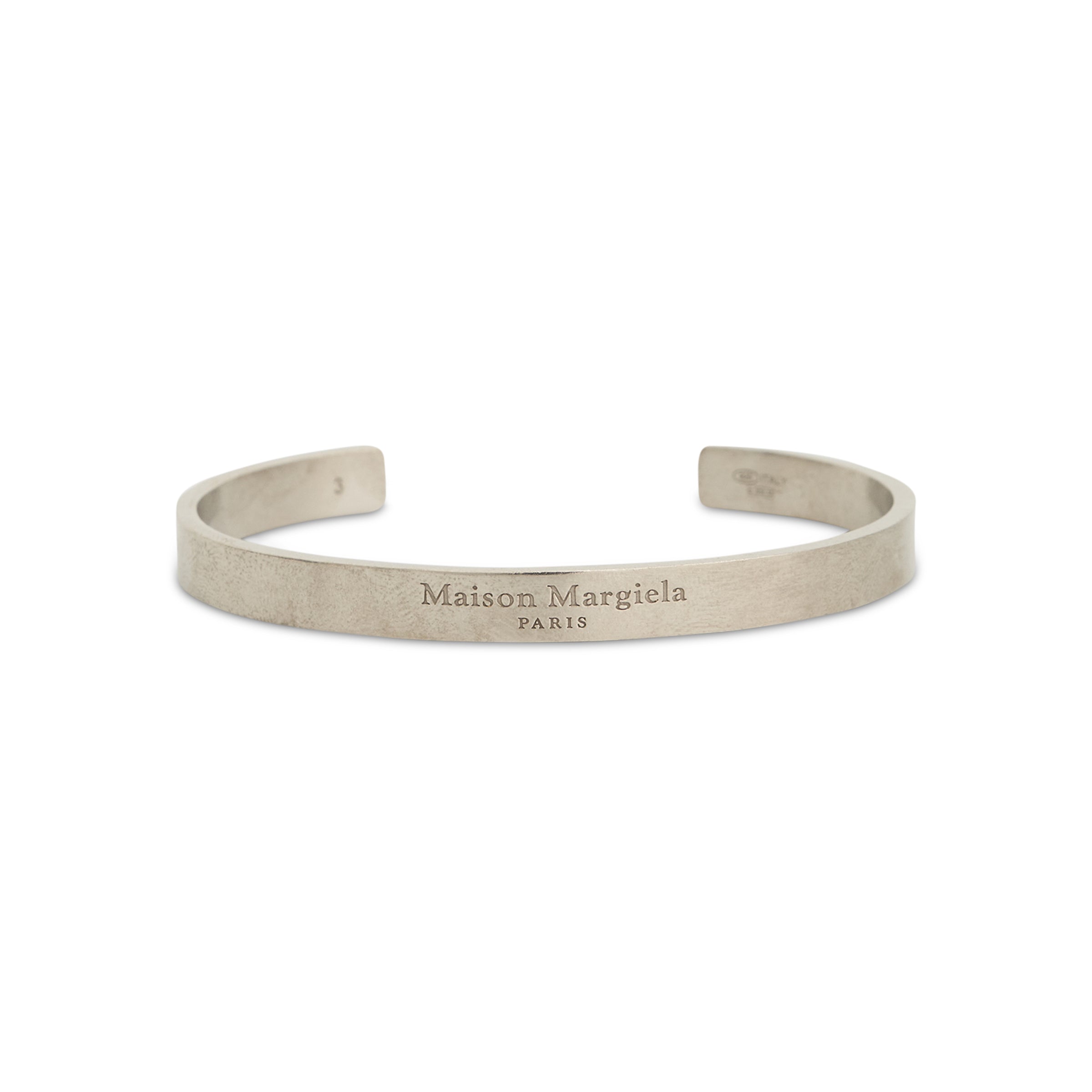 Medium Margiela Logo Cuff Bracelet in Silver