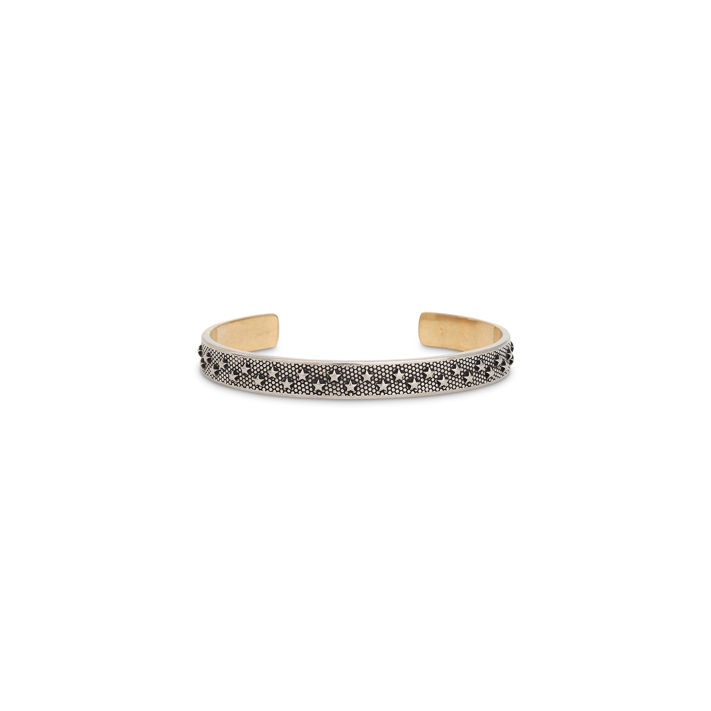 Metal Star Embossed Cuff Bracelet in Yellow Gold/Silver