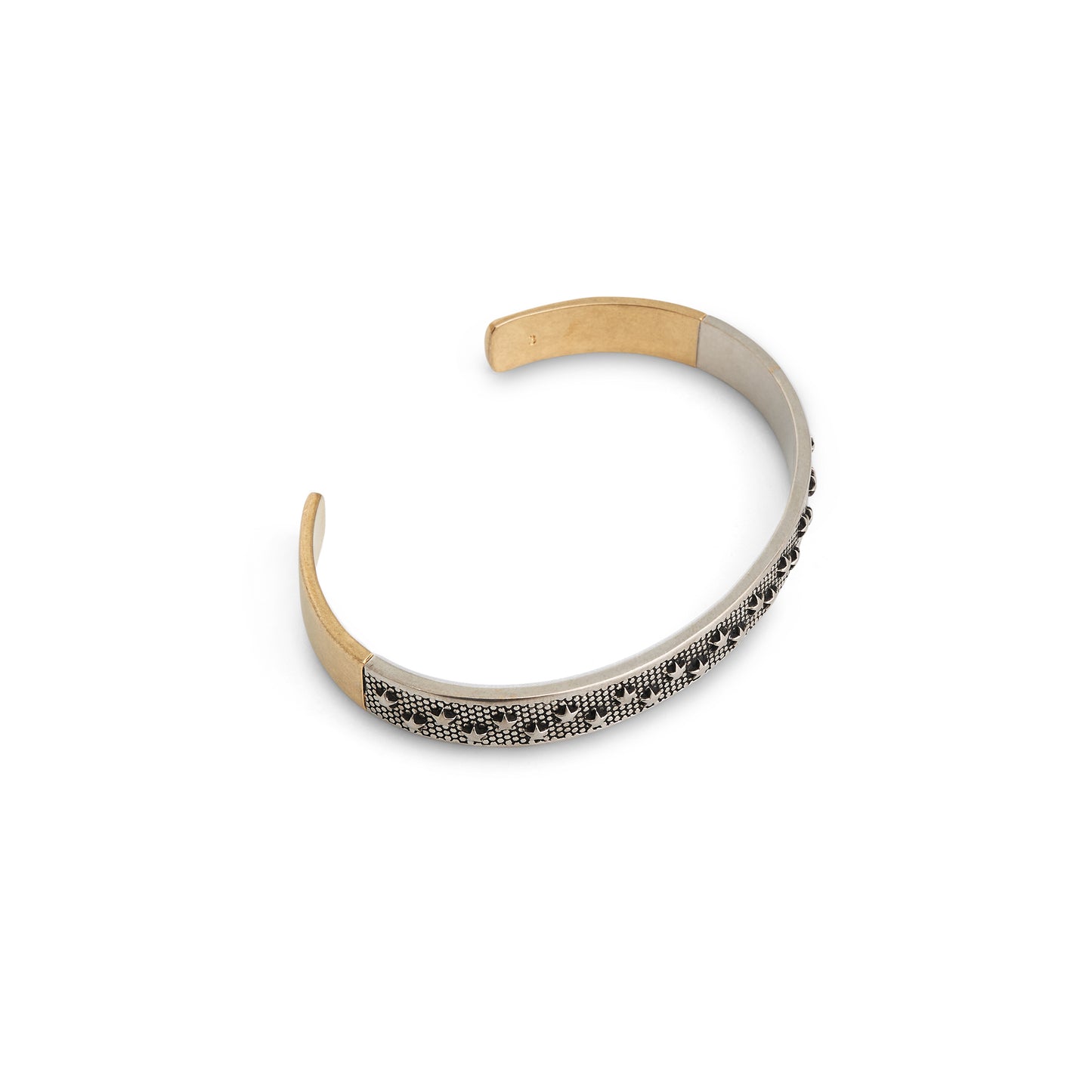 Metal Star Embossed Cuff Bracelet in Yellow Gold/Silver