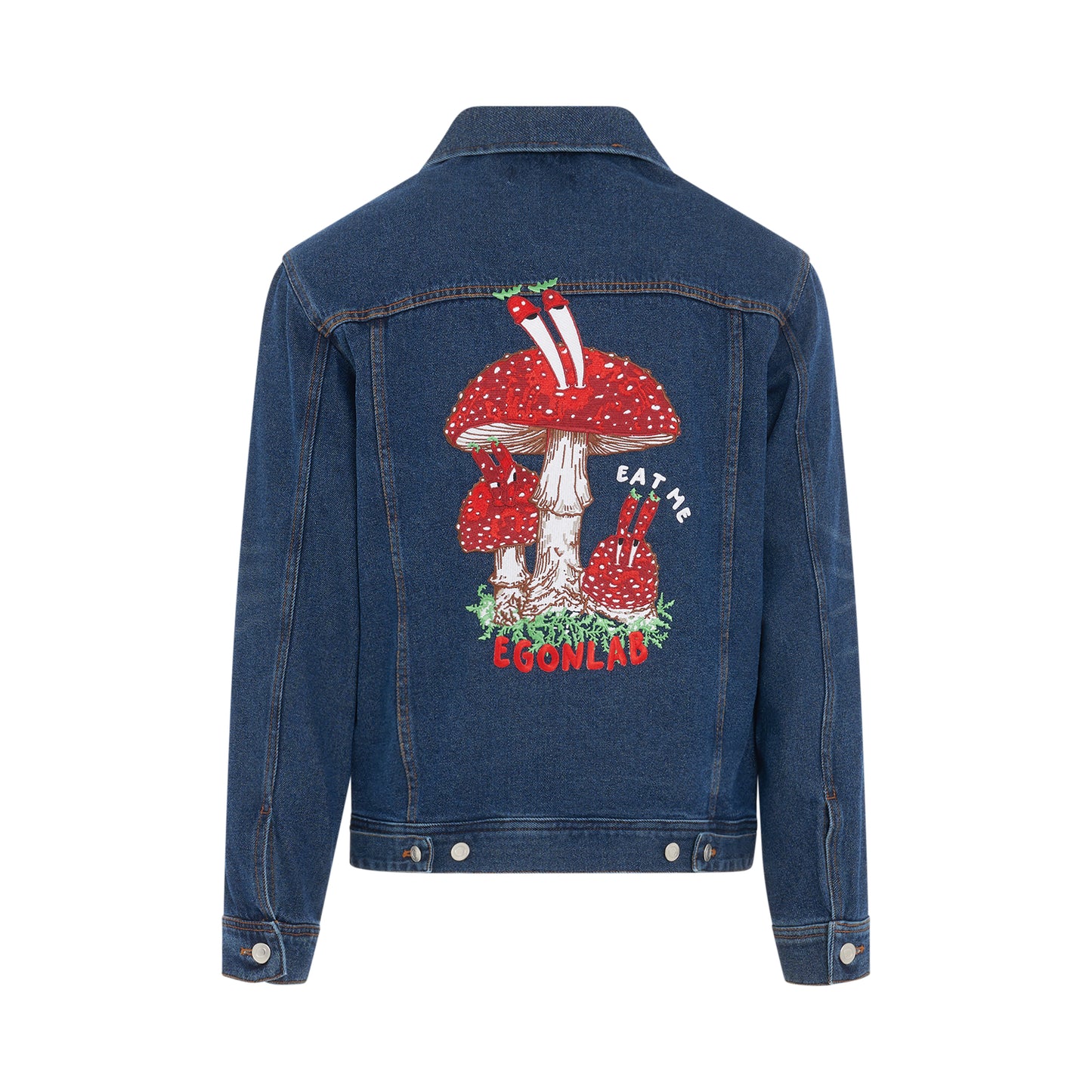 Eat Me Denim Jacket in Dark Stonewash