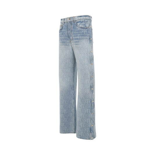 Jacquard Snap Off Pant in Stone Indigo Denim