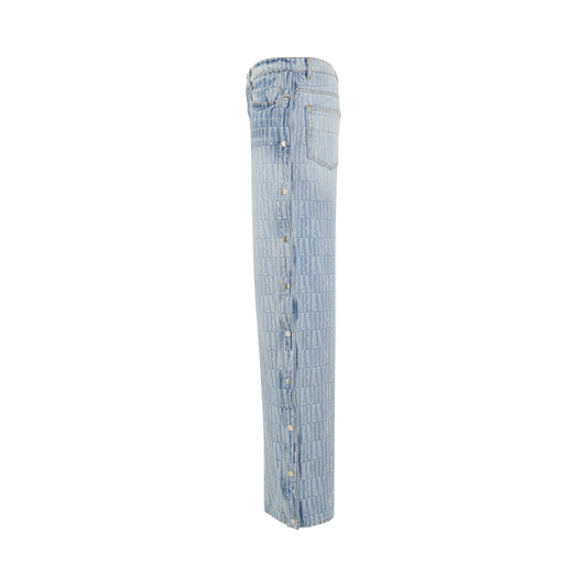 Jacquard Snap Off Pant in Stone Indigo Denim