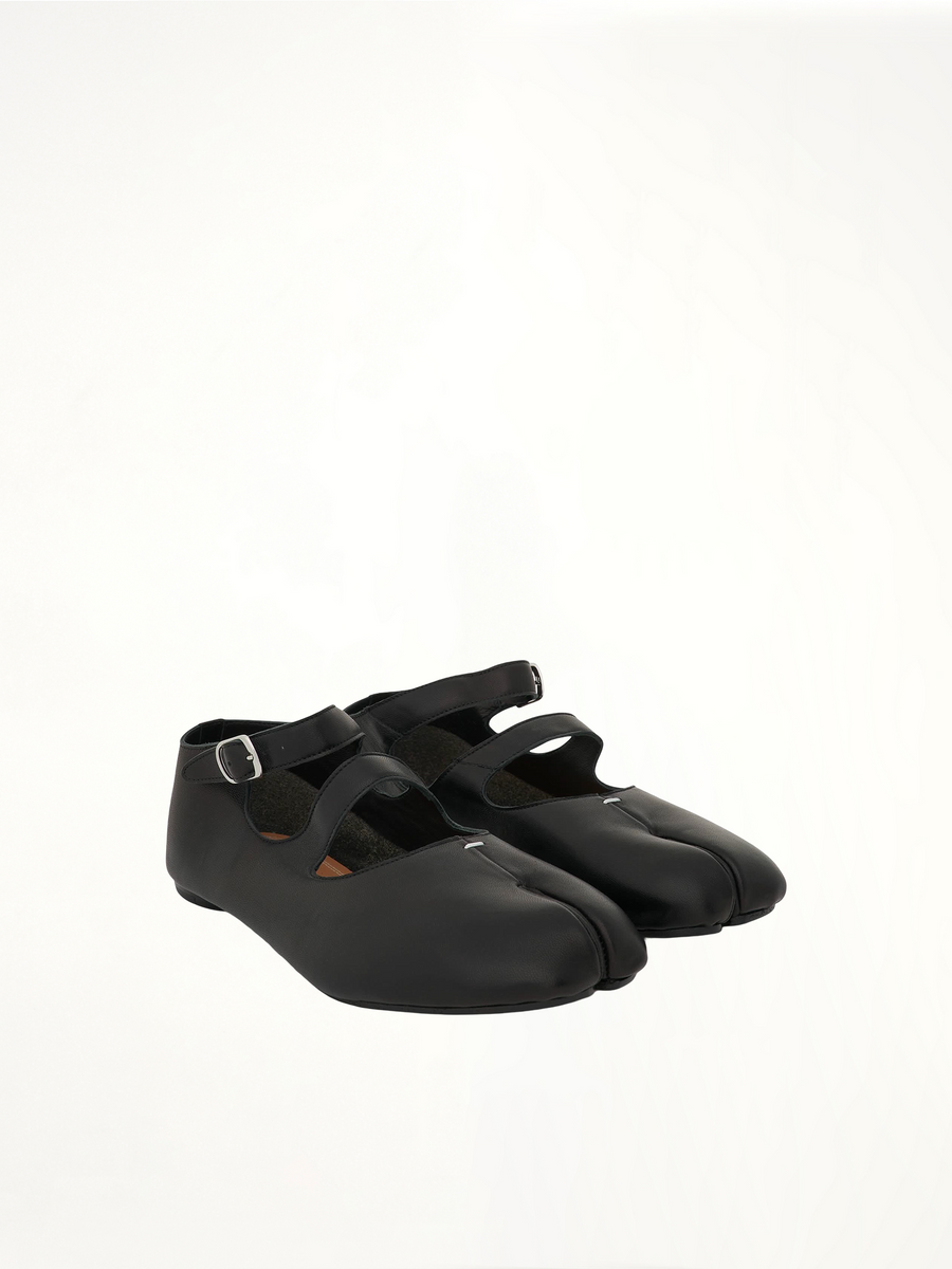Tabi Double Strap Ballerina Shoes in Black