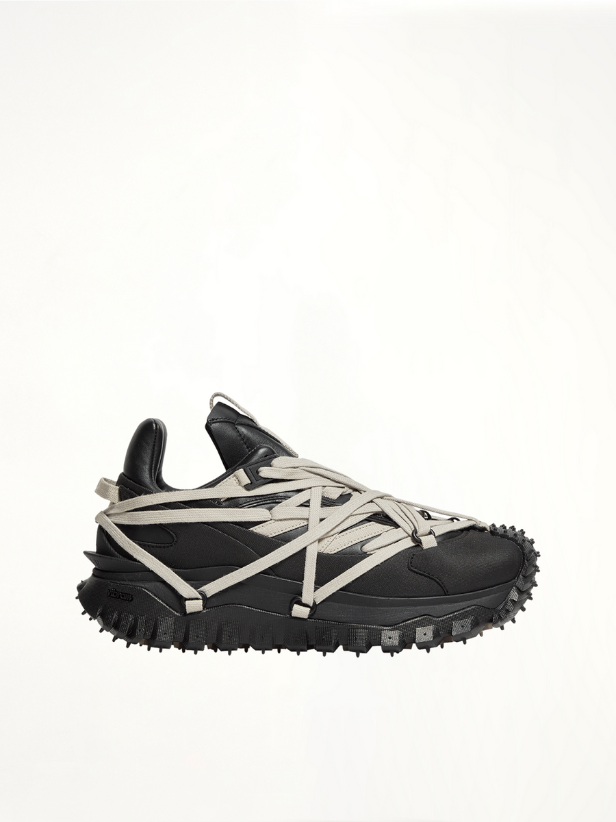 Rick Owens x Moncler Trail Grip Megalace Sneaker in Black Side View | RICK OWENS