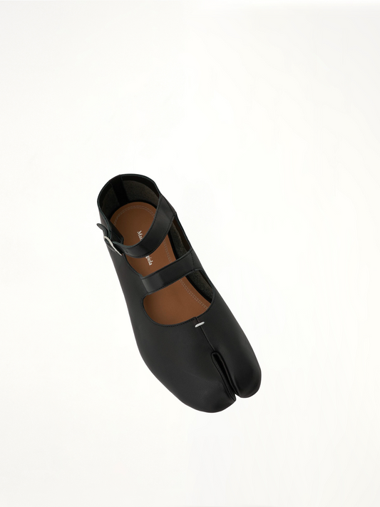 Tabi Double Strap Ballerina Shoes in Black