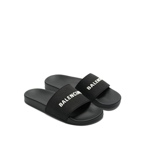 3D Logo Pool Slide Sandal in Black White