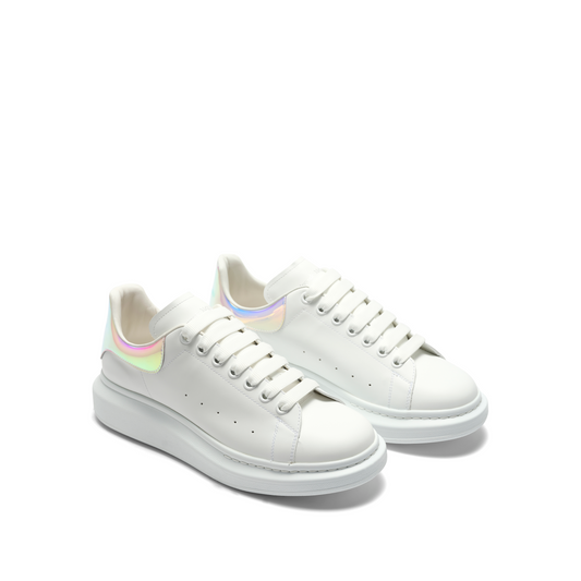 Larry Iridescent Heel Sneaker in White/Shock Pink
