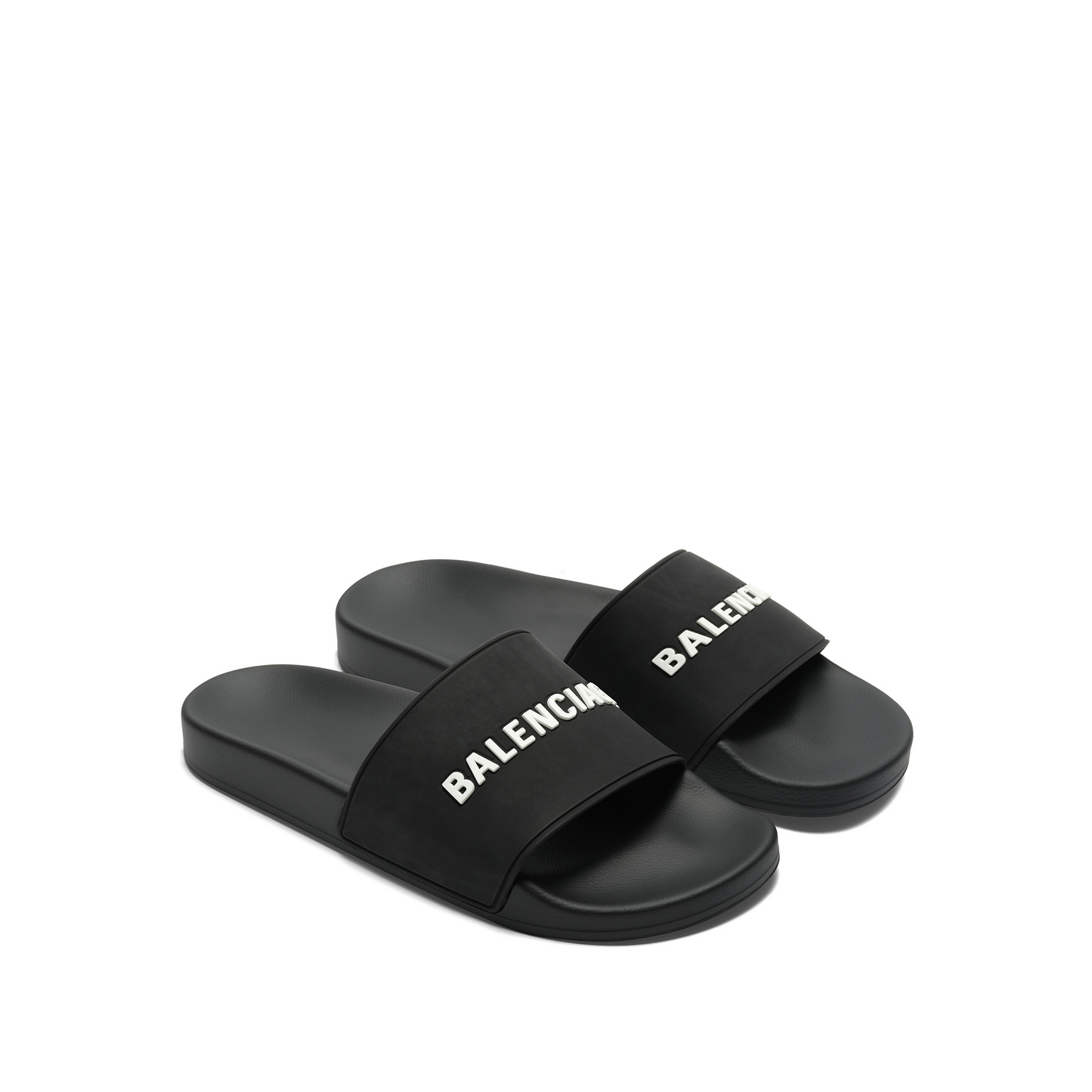 3D Logo Rubber Pool Slide Sandal in Black/White