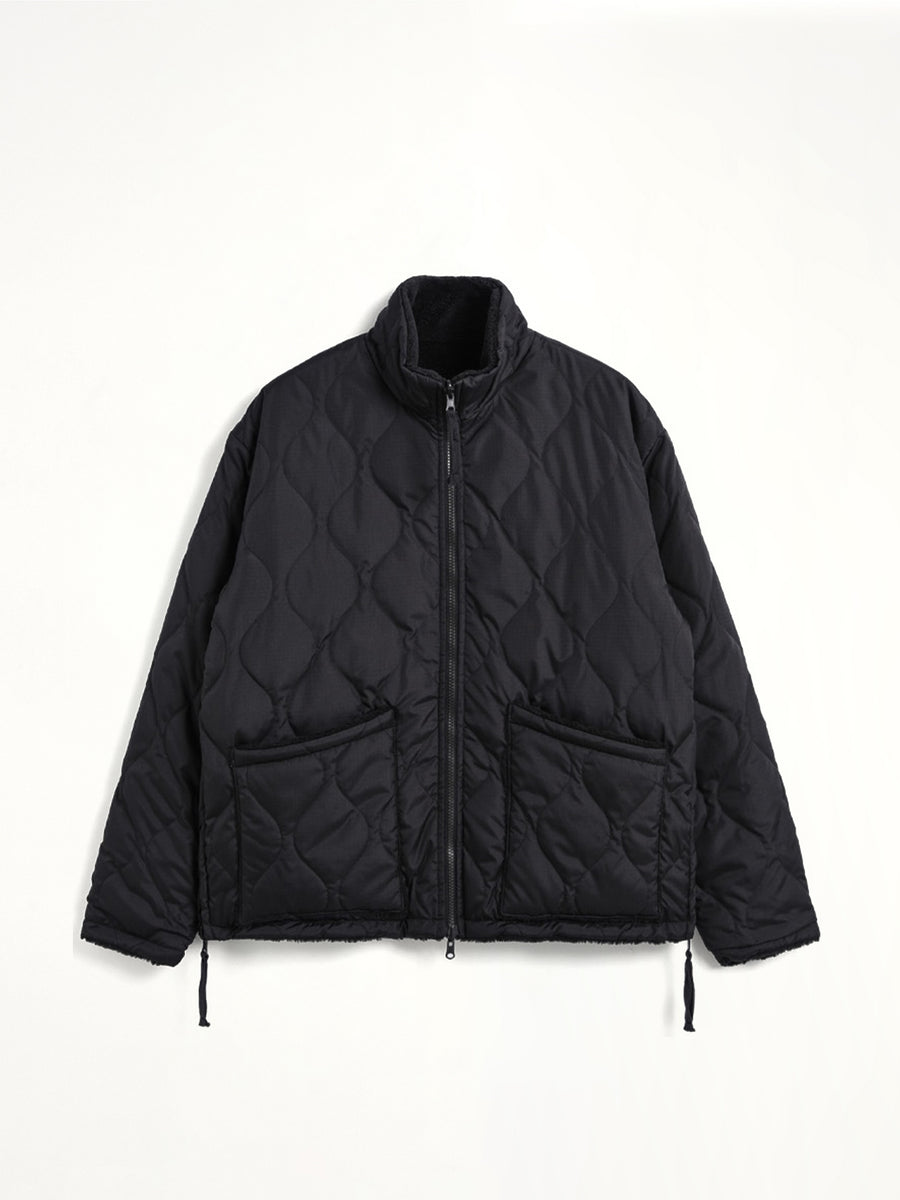 Military Reversible Down Boa Jacket in Black