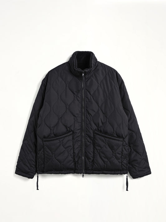Military Reversible Down Boa Jacket in Black
