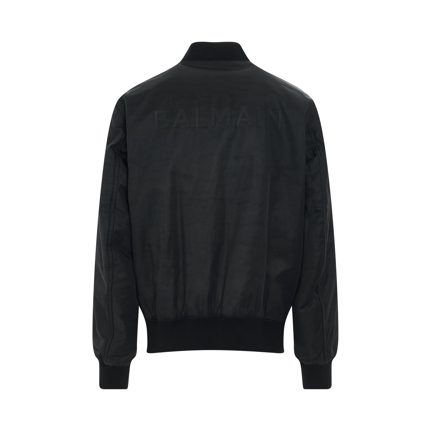 Logo Nylon Zipped Bomber Jacket in Black