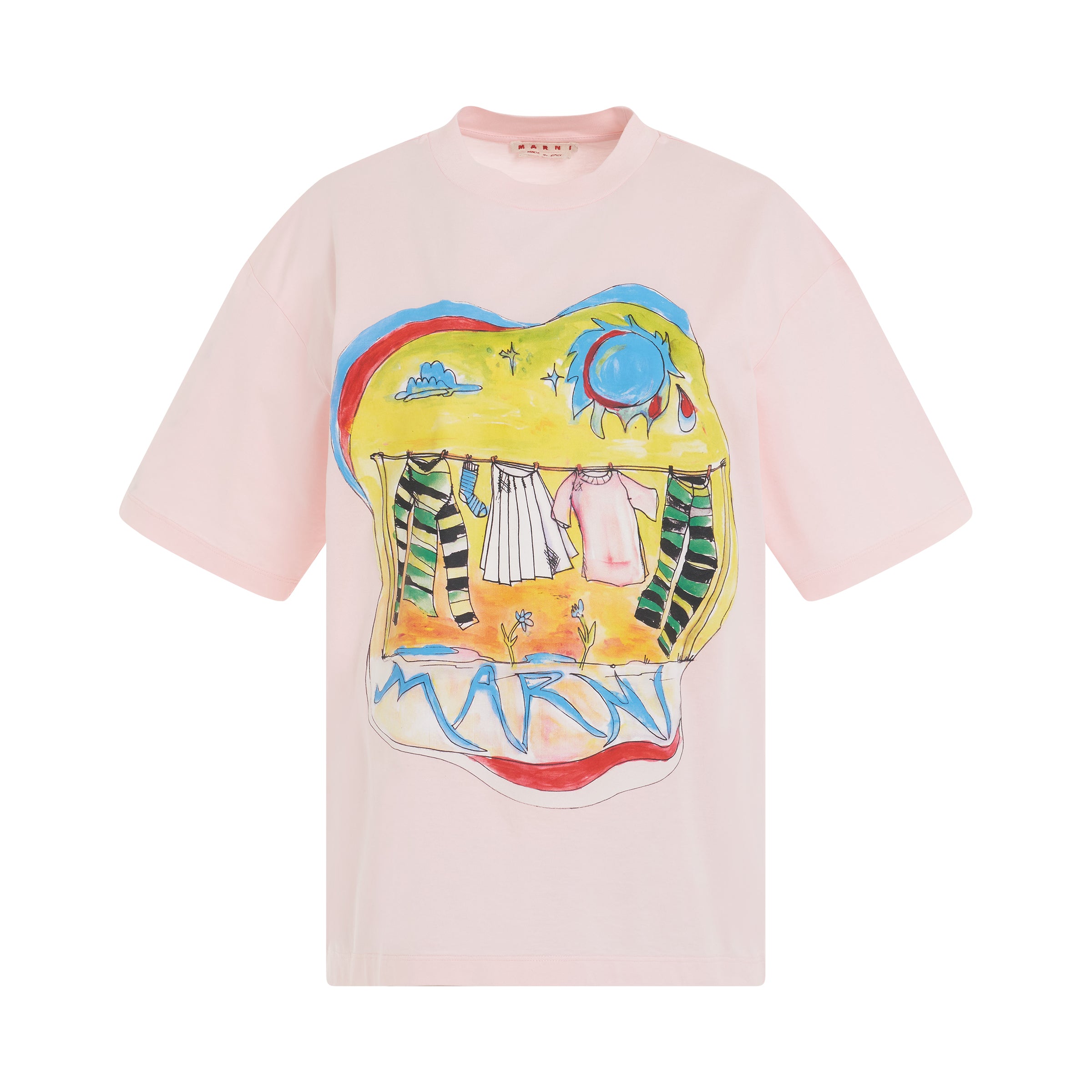 Sun Dry Print T-Shirt in Pink Gummy