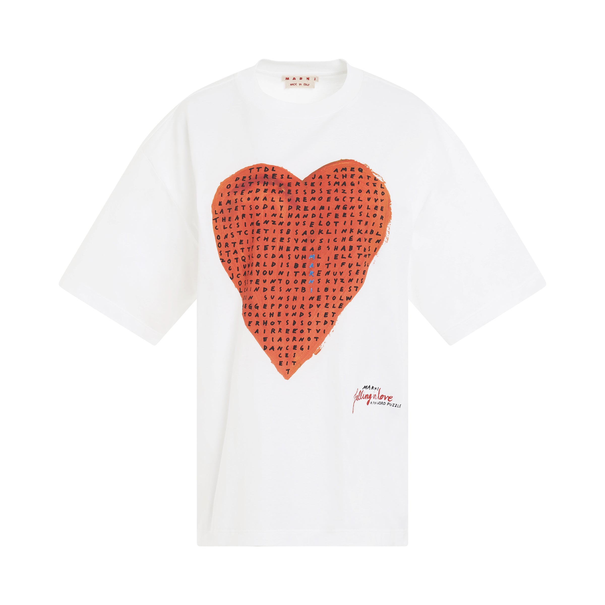 Heart Print T-Shirt in Lily White