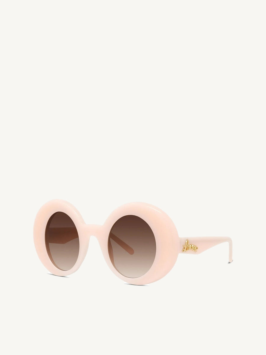Round Sunglasses with Gradient Violet Lens in Shiny Pink