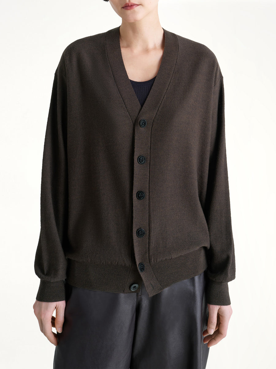 Relaxed Twisted Cardigan in Dark Cacao