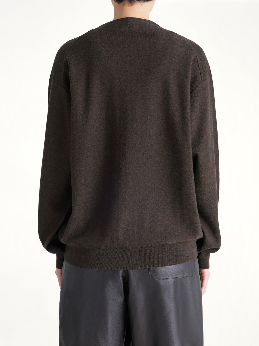 Relaxed Twisted Cardigan in Dark Cacao