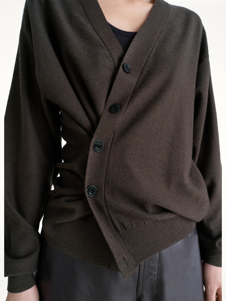Relaxed Twisted Cardigan in Dark Cacao