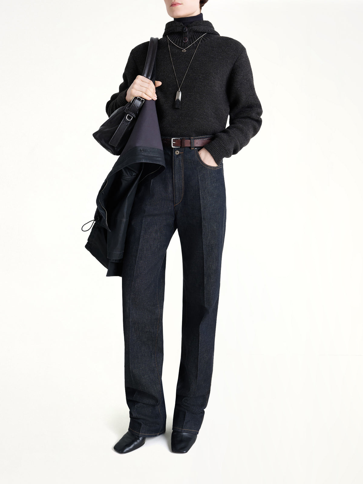 Sweater With Hood in Dark Espresso