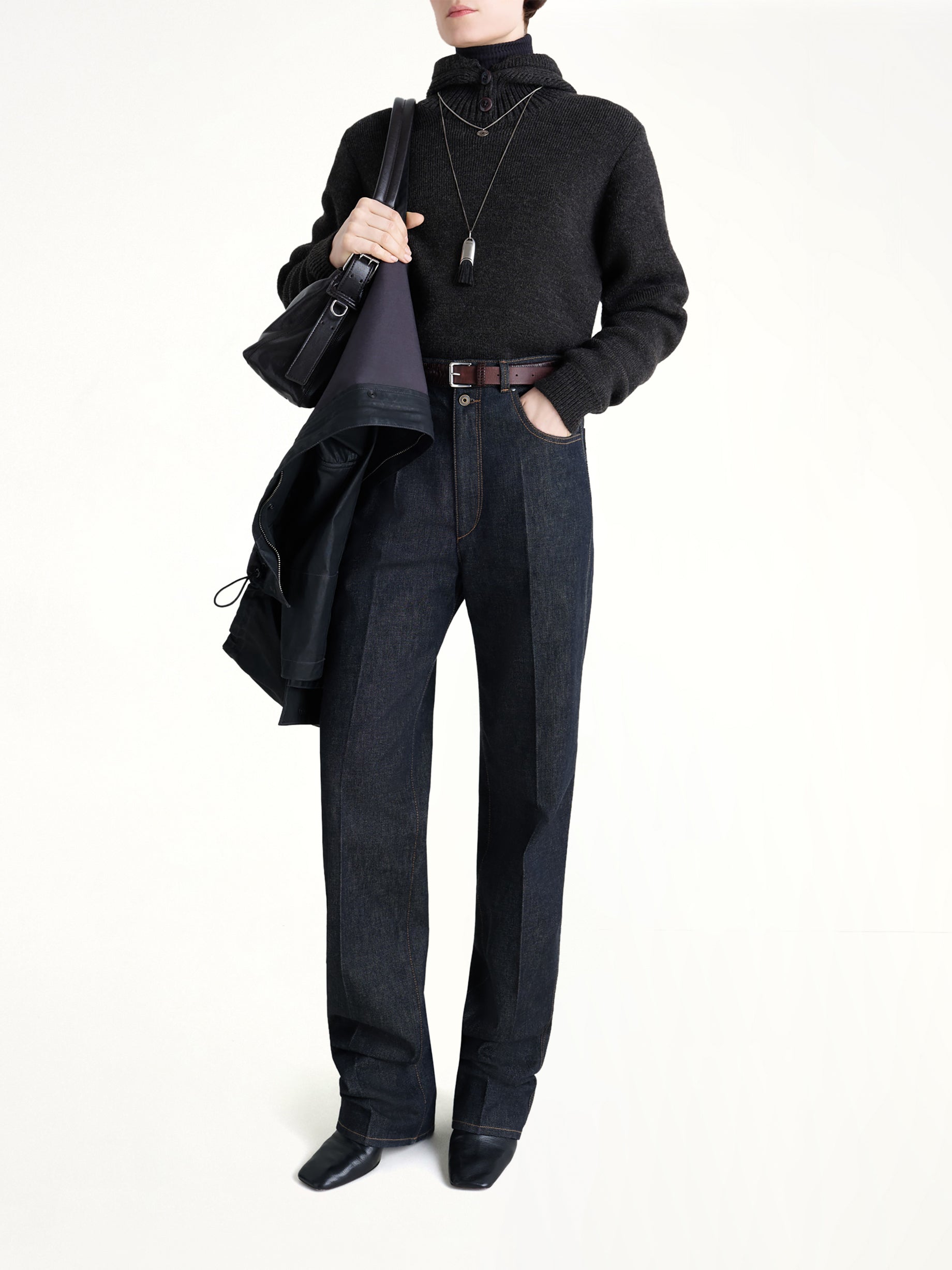 Sweater With Hood in Dark Espresso