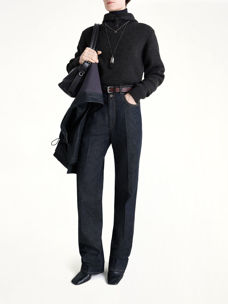 Sweater With Hood in Dark Espresso