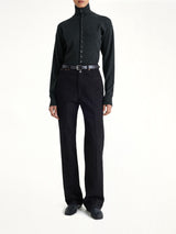 Buttoned Fitted Cardigan in Anthracite Melange
