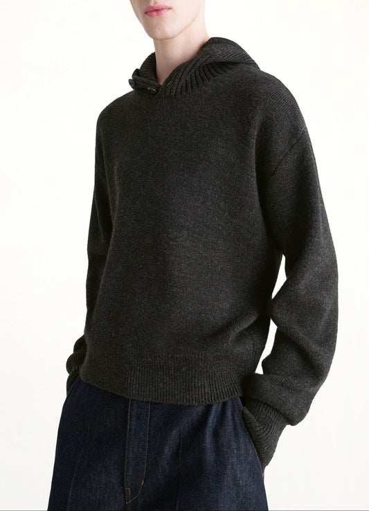 Hooded Sweater in Dark Espresso
