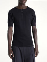 Rib Henley Top in Black