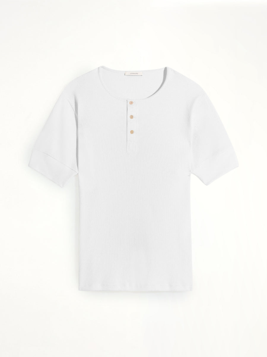 Rib Henley Top in Milk