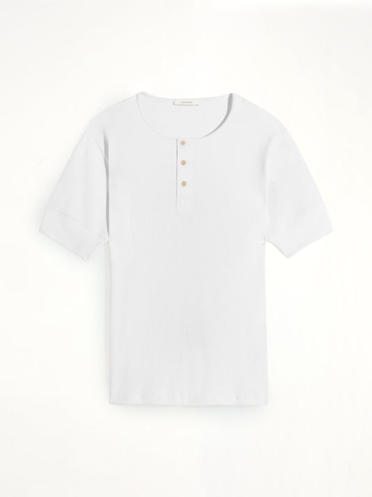Rib Henley Top in Milk