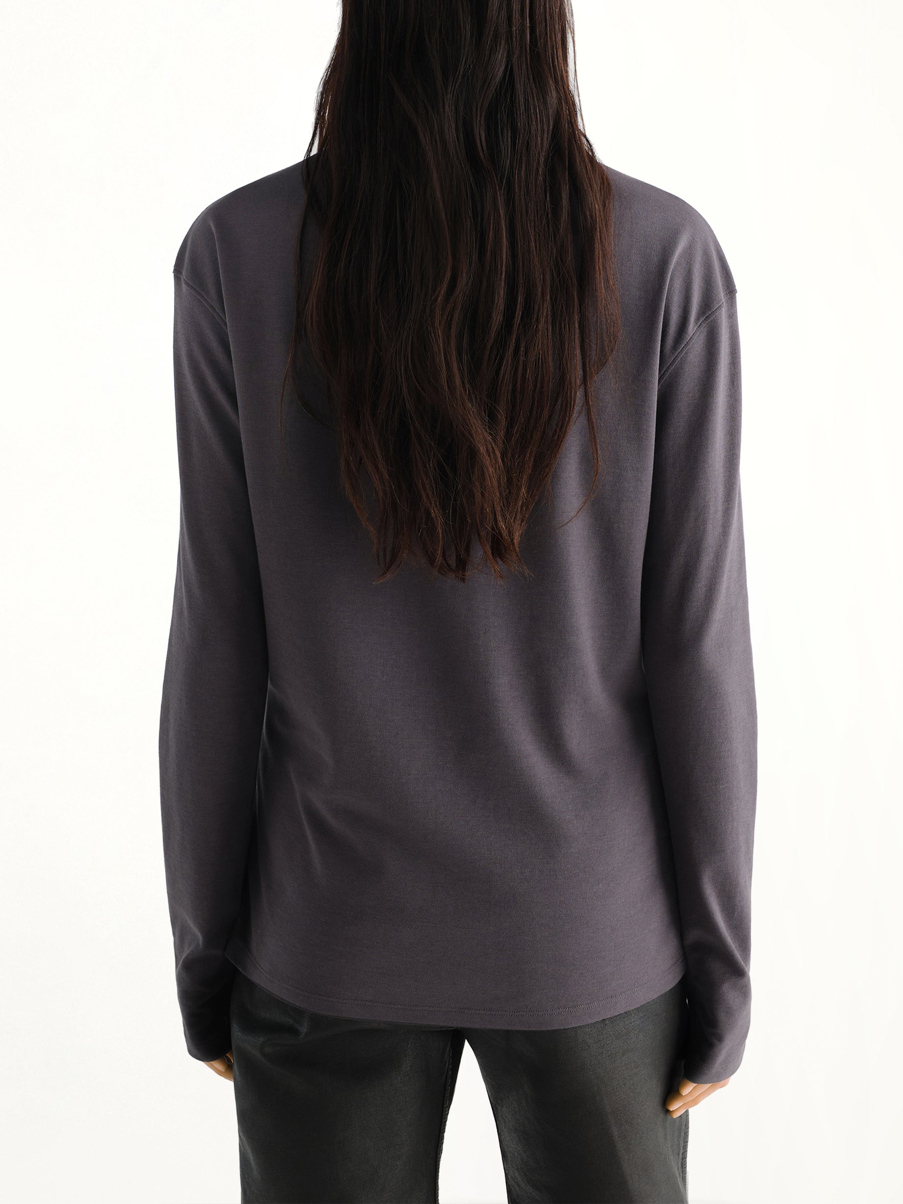 Long Sleeve Foulard Top in Basalt
