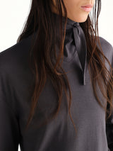 Long Sleeve Foulard Top in Basalt