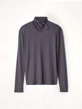 Long Sleeve Foulard Top in Basalt