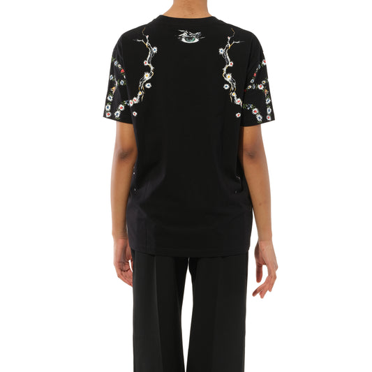 Three Bird Embroidered T-Shirt in Black