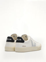 Campo Leather Sneaker in White/Silver/Black