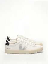 Campo Leather Sneaker in White/Silver/Black