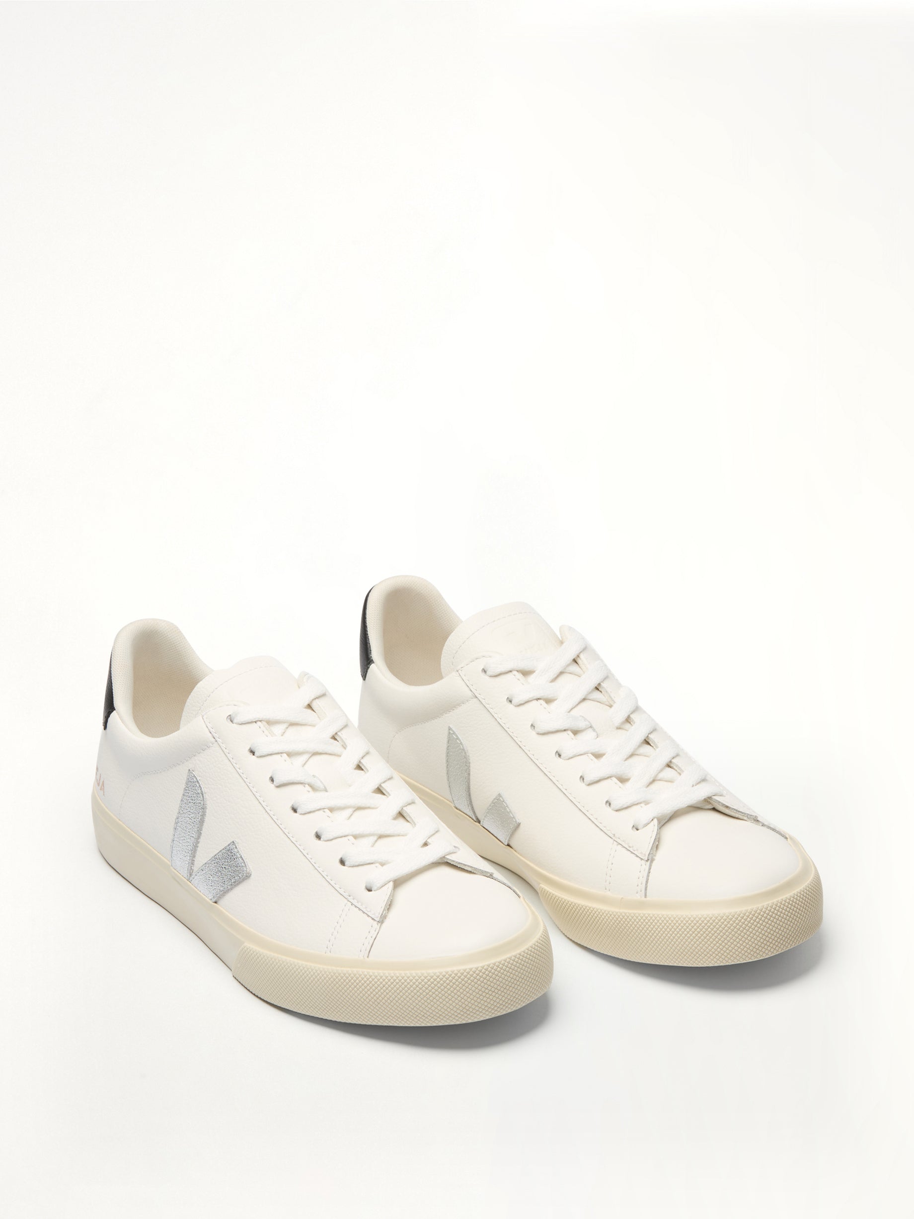 Campo Leather Sneaker in White/Silver/Black