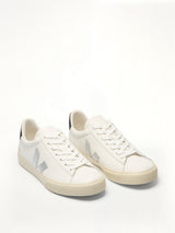 Campo Leather Sneaker in White/Silver/Black