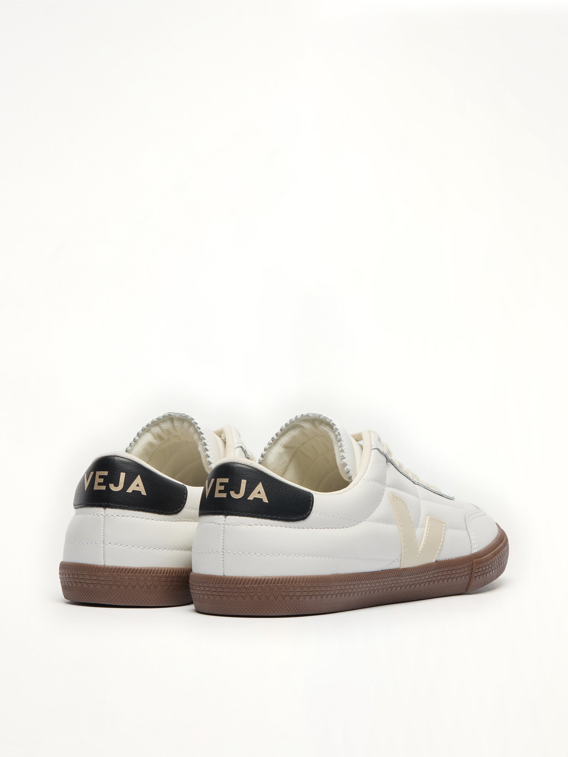 VEJA Panenka Sneaker in White/Black/Bark Back View from MARAIS