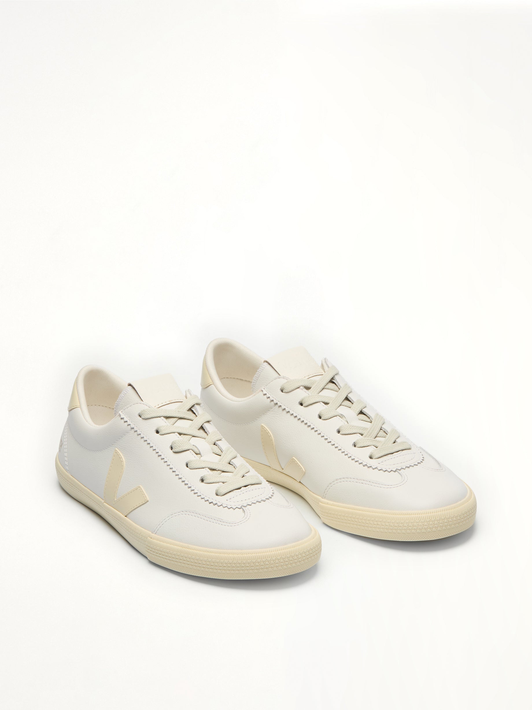 VEJA Volley Sneaker in White/Calcaire Front View from MARAIS