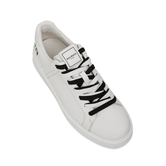 B-Court Calfskin & Print Sneaker in White/Black