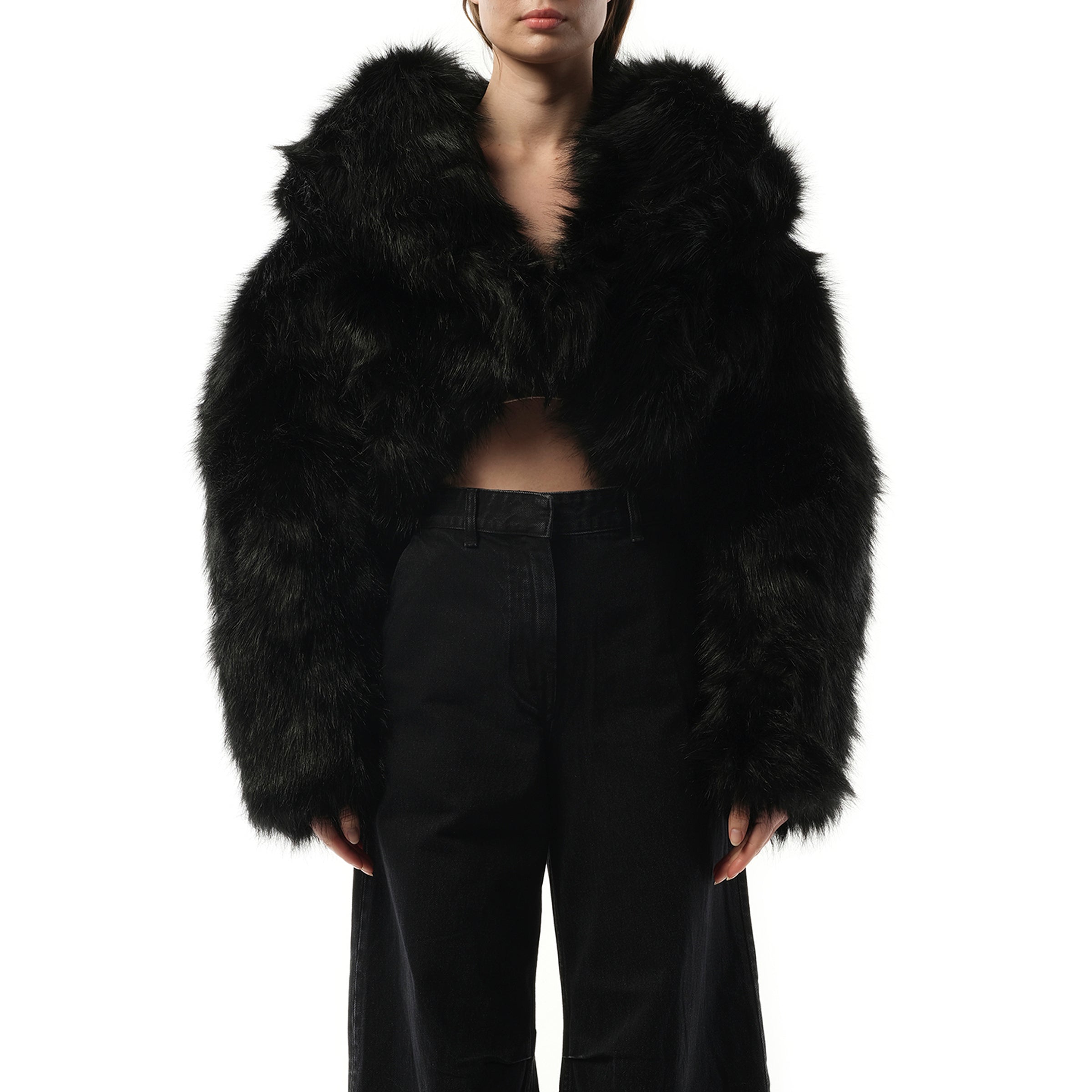 Vicinity Fur Cropped Jacket in Black