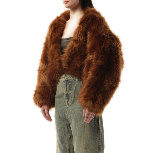 Vicinity Fur Cropped Jacket in Trout