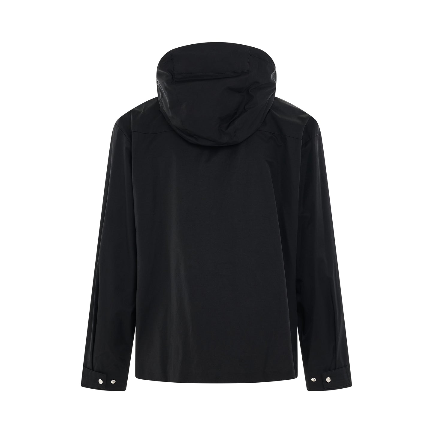 High-Neck Hooded Jacket in Black