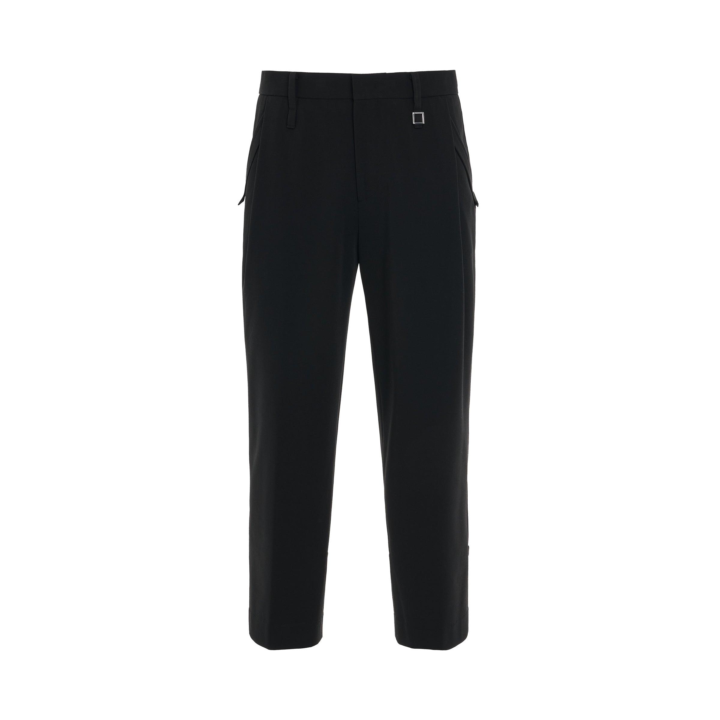 Cropped Cuff Detail Pants in Black