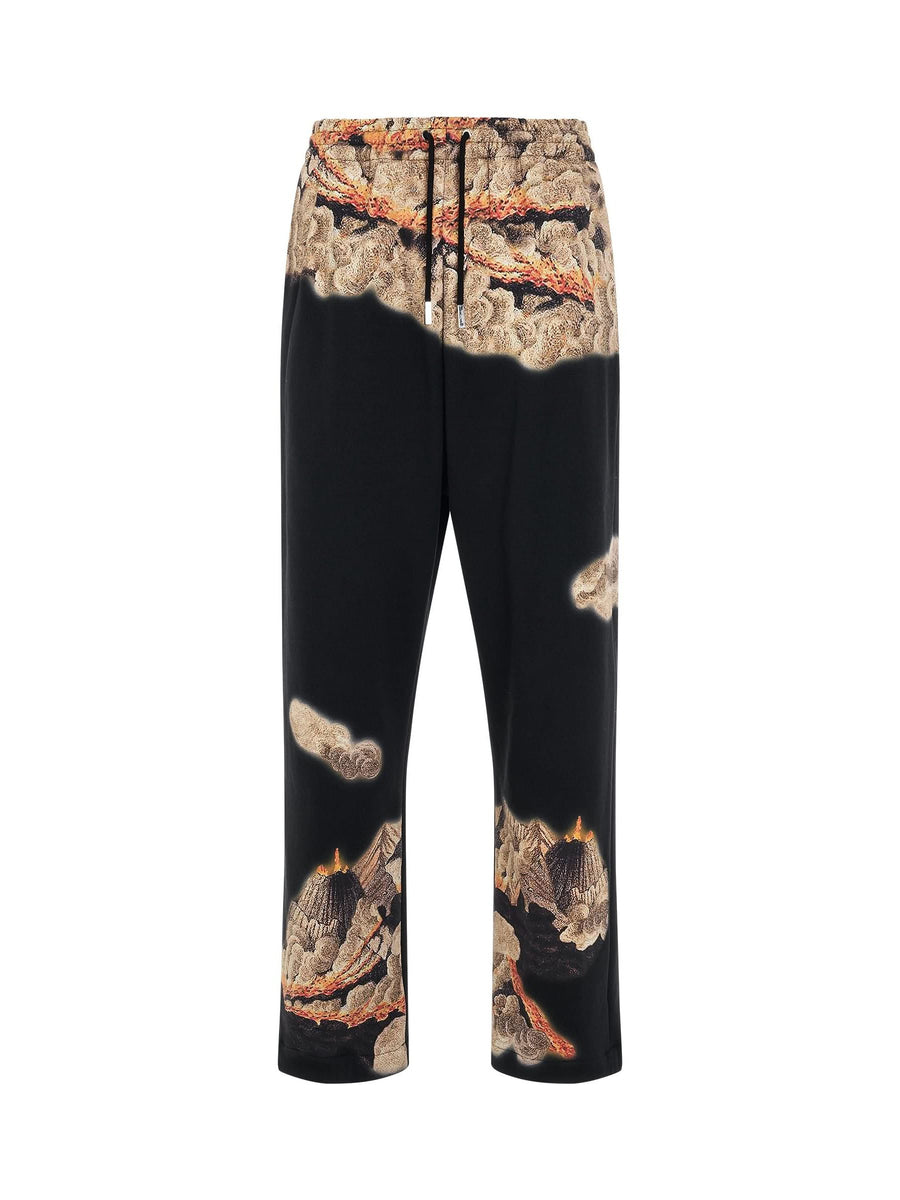 Volcano Print Sweatpants in Black