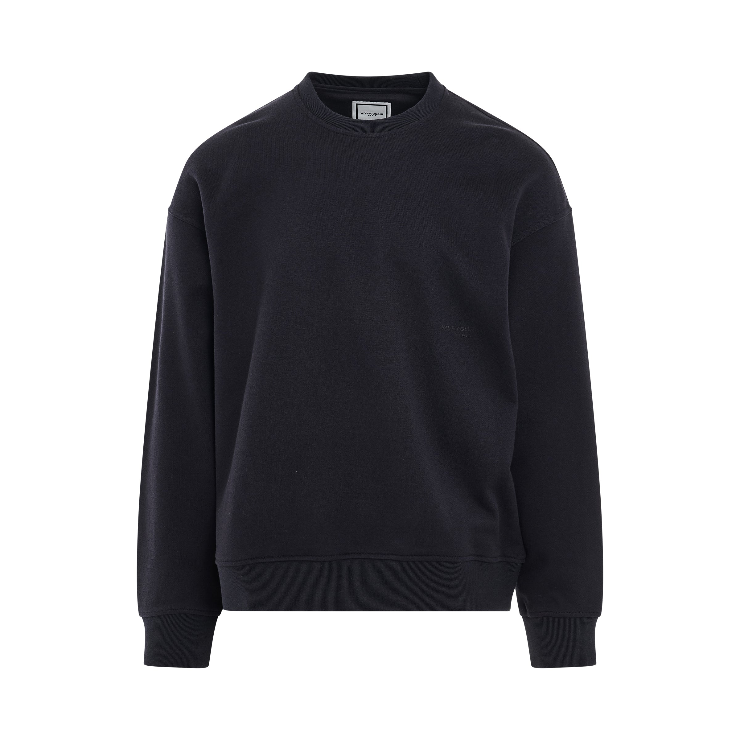 Leather Patch Sweatshirt in Navy