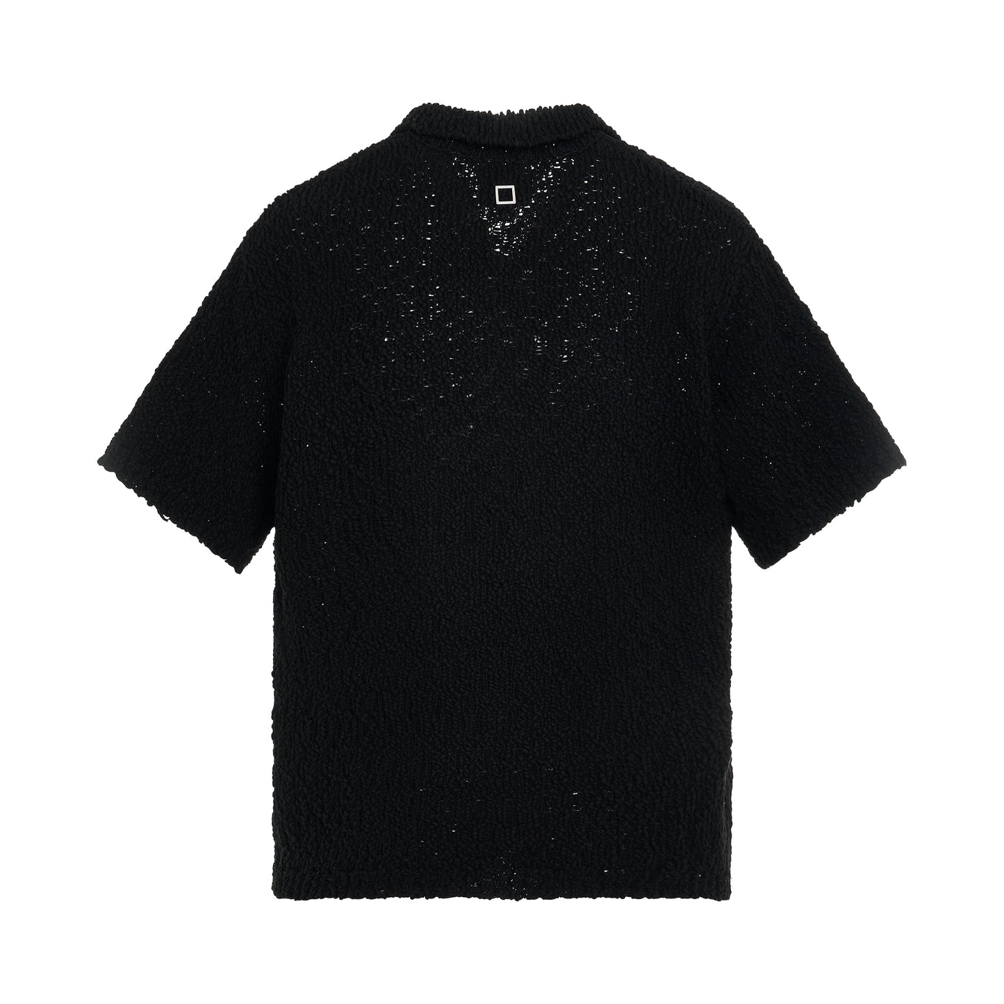 Knitted Cotton Short Sleeve Shirt in Black